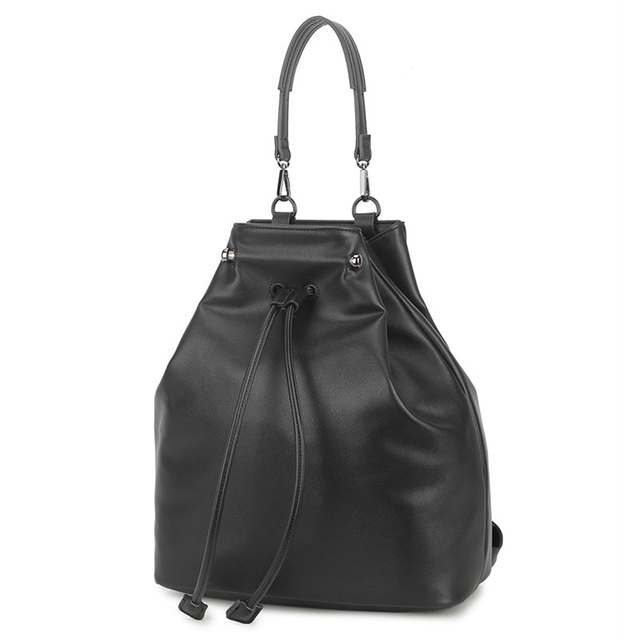 Drawstring Soft Leather School Backback