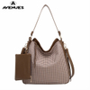 Concise Large Plaid Canvas SHOULDER BAGS