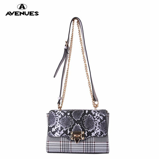 Snake Plaid PU Lock Chain BAGS