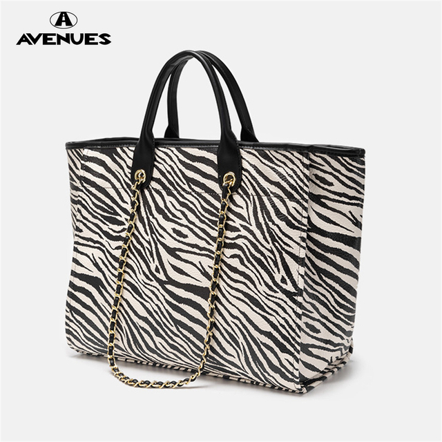 Zebra-stripe Pattern PU Large WOMEN'S TOTE BAGS