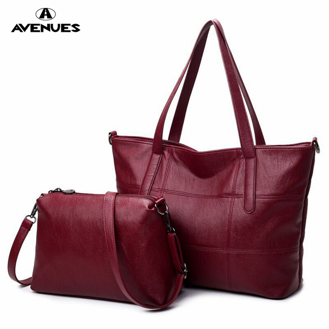 Concise Super Large PU Set SHOULDER BAGS